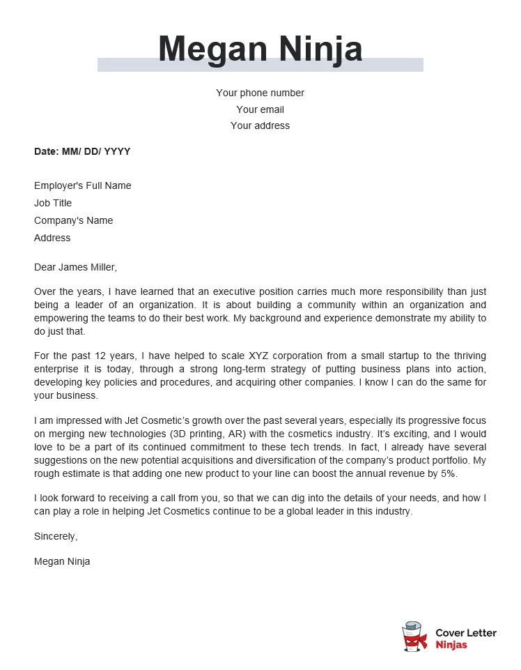 41708 executive cover letter purpose