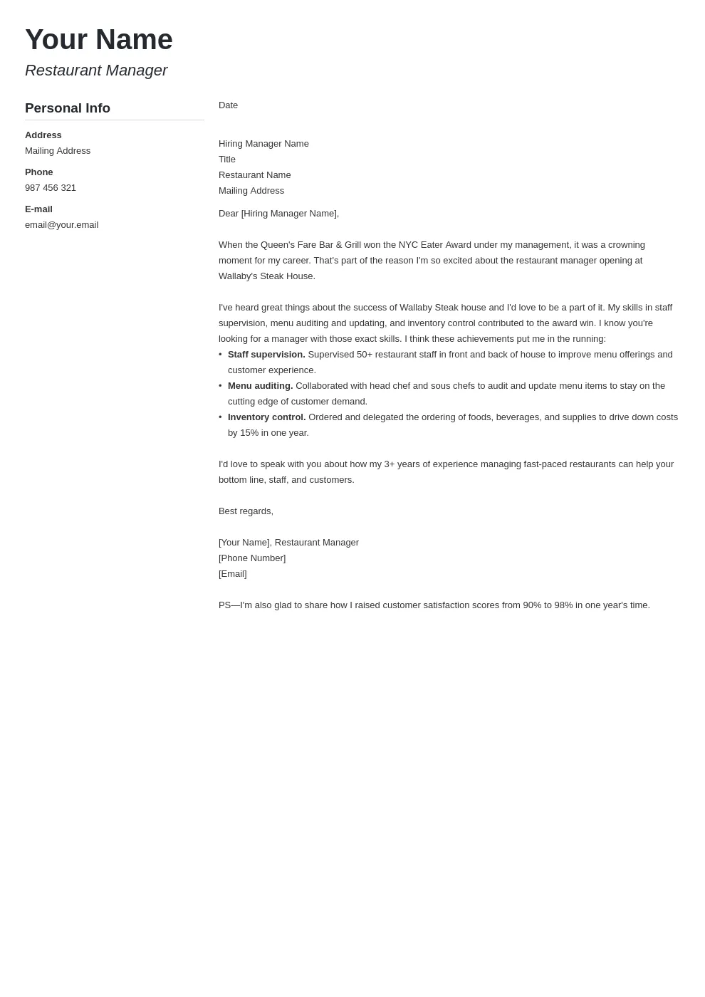 41722 operational efficiency cover letter