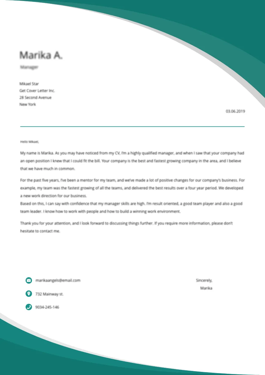 41722 restaurant cover letter formatting