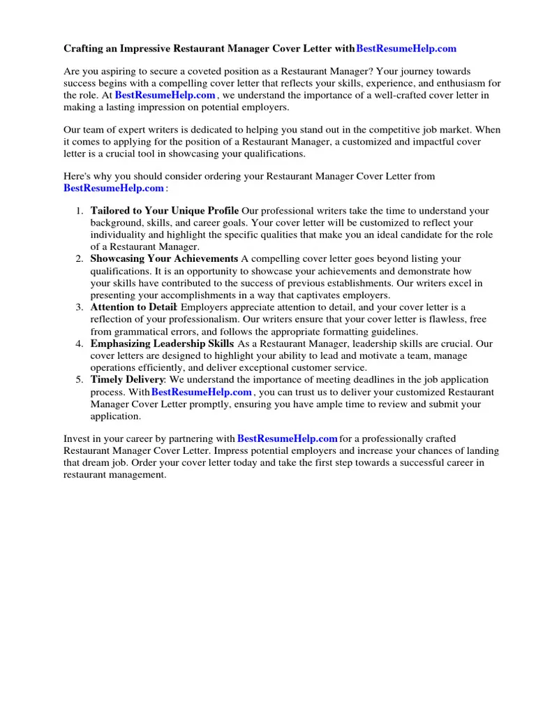 41722 restaurant cover letter tips