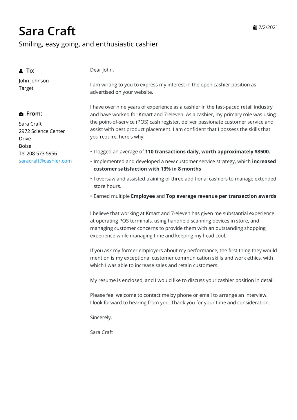 41732 cover letter achievements