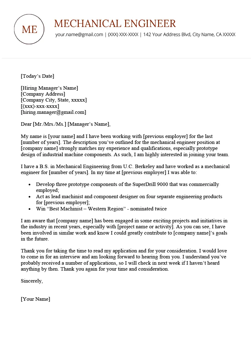 41736 cover letter mechanical engineer 1