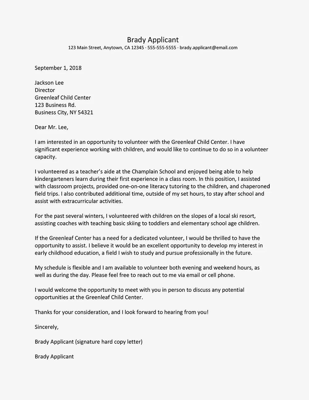 41738 volunteer cover letter header