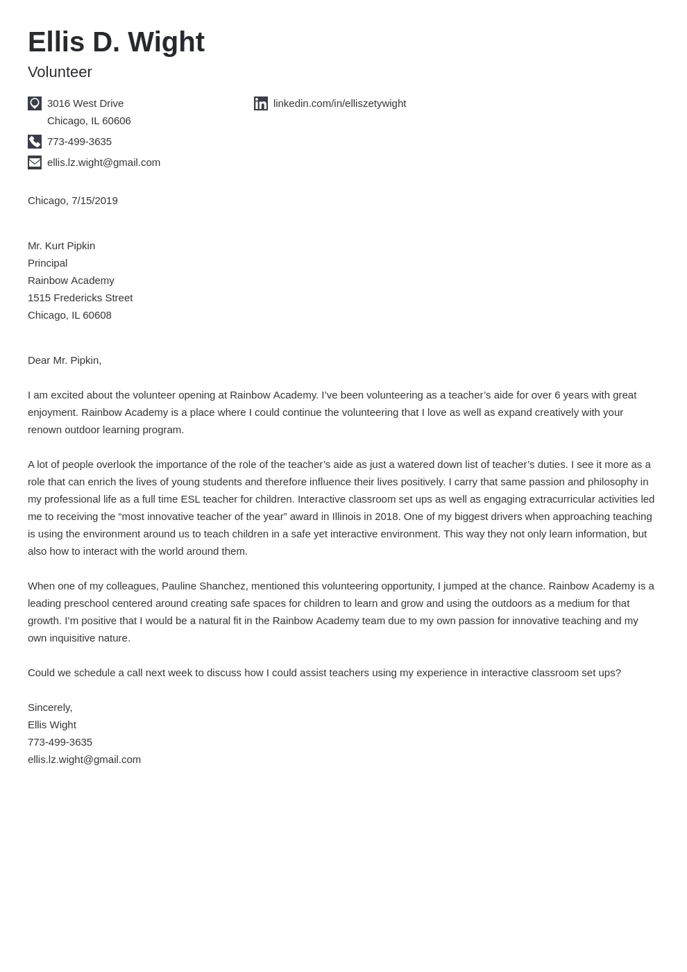 41738 volunteer cover letter purpose