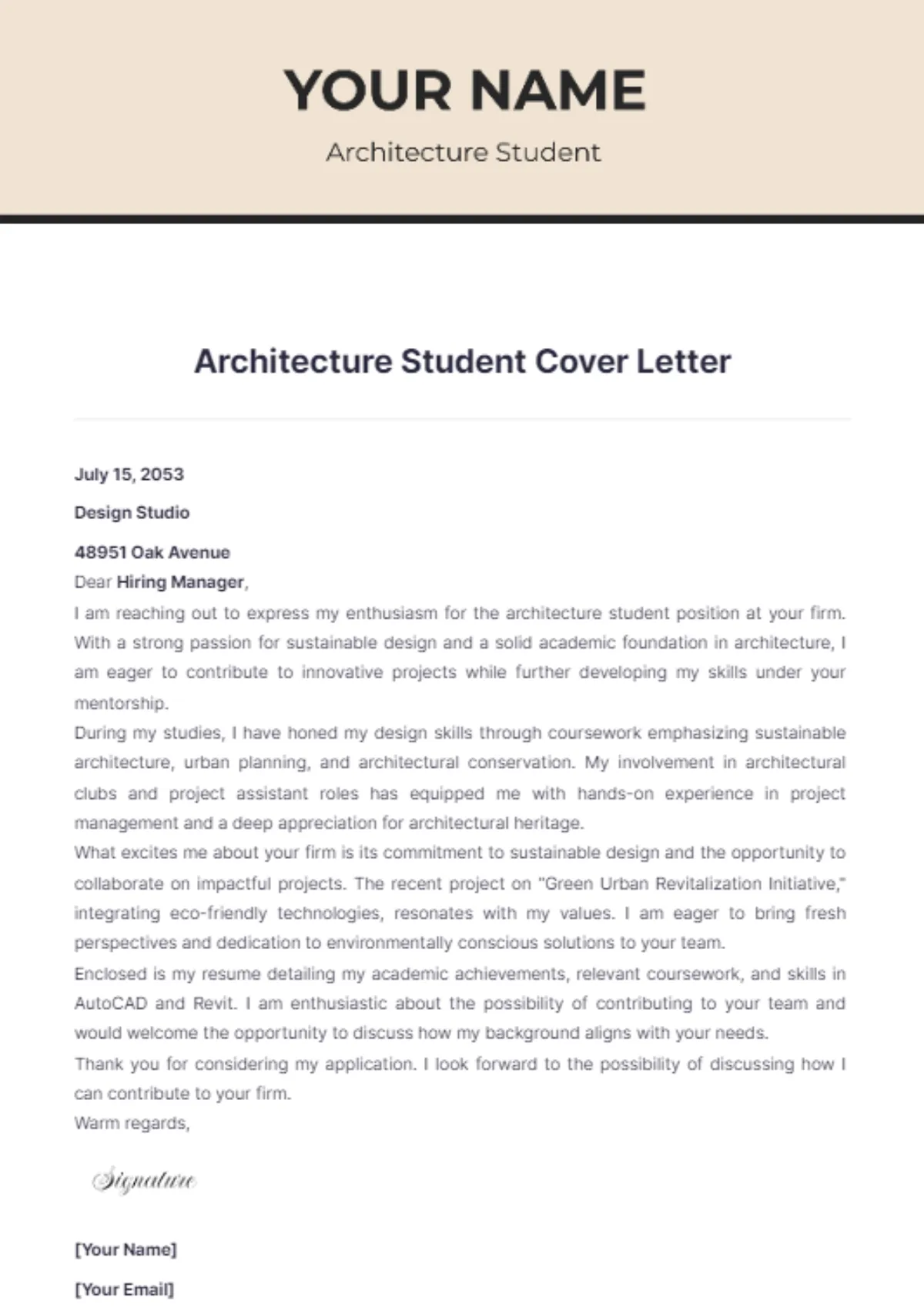 41744 architecture student cover letter skills