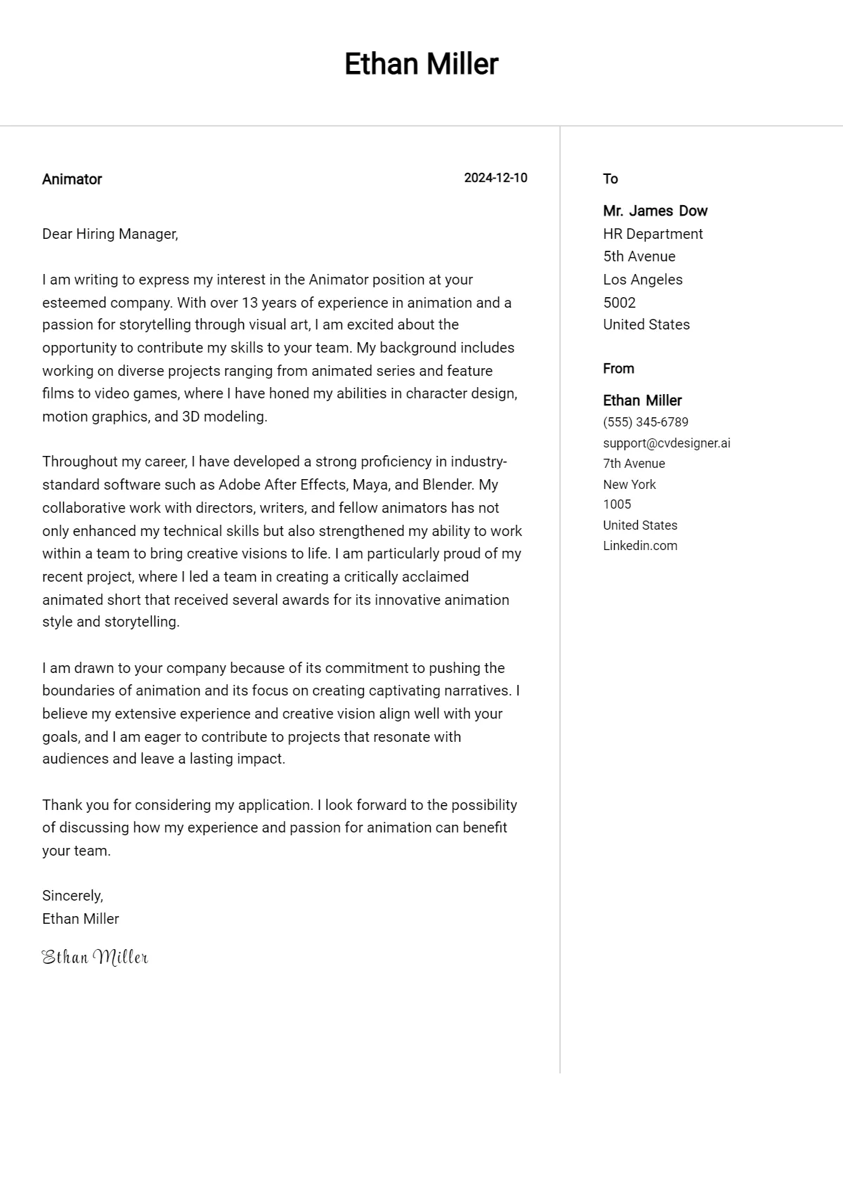 41748 animator cover letter tips