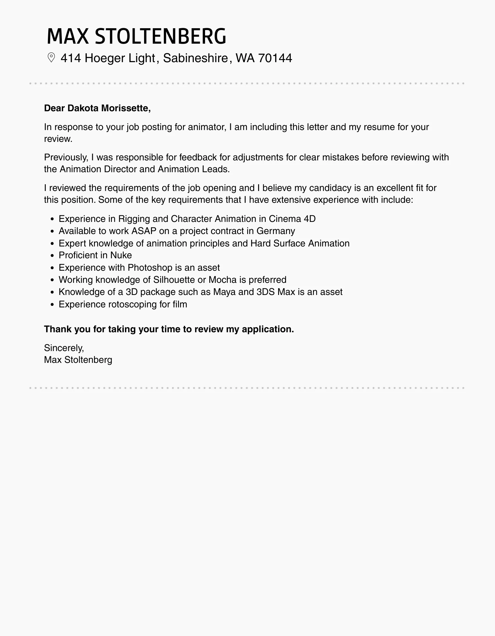 41748 cover letter elements