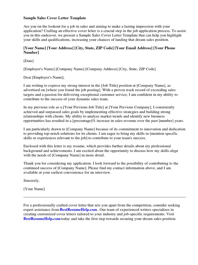 41751 sales cover letter guide