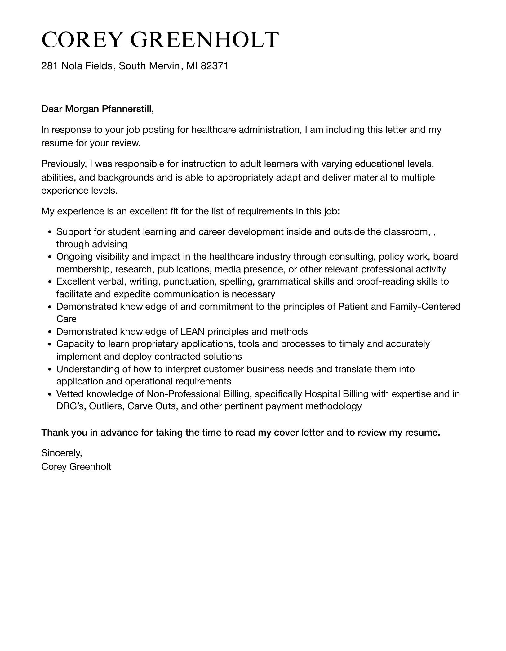 41762 quantifiable achievements cover letter