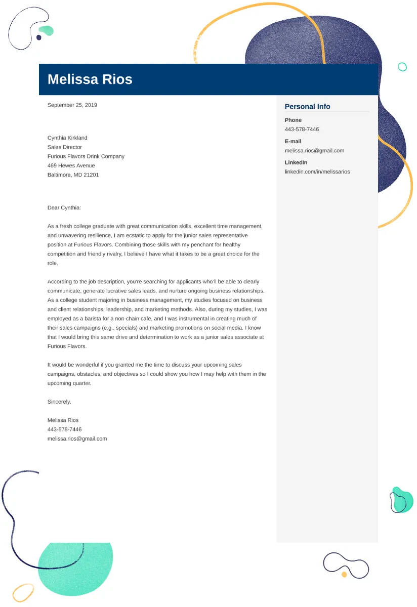 41780 sales job cover letter components