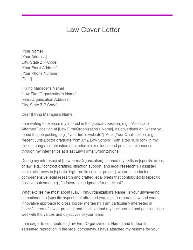 41794 law graduate cover letter example 1