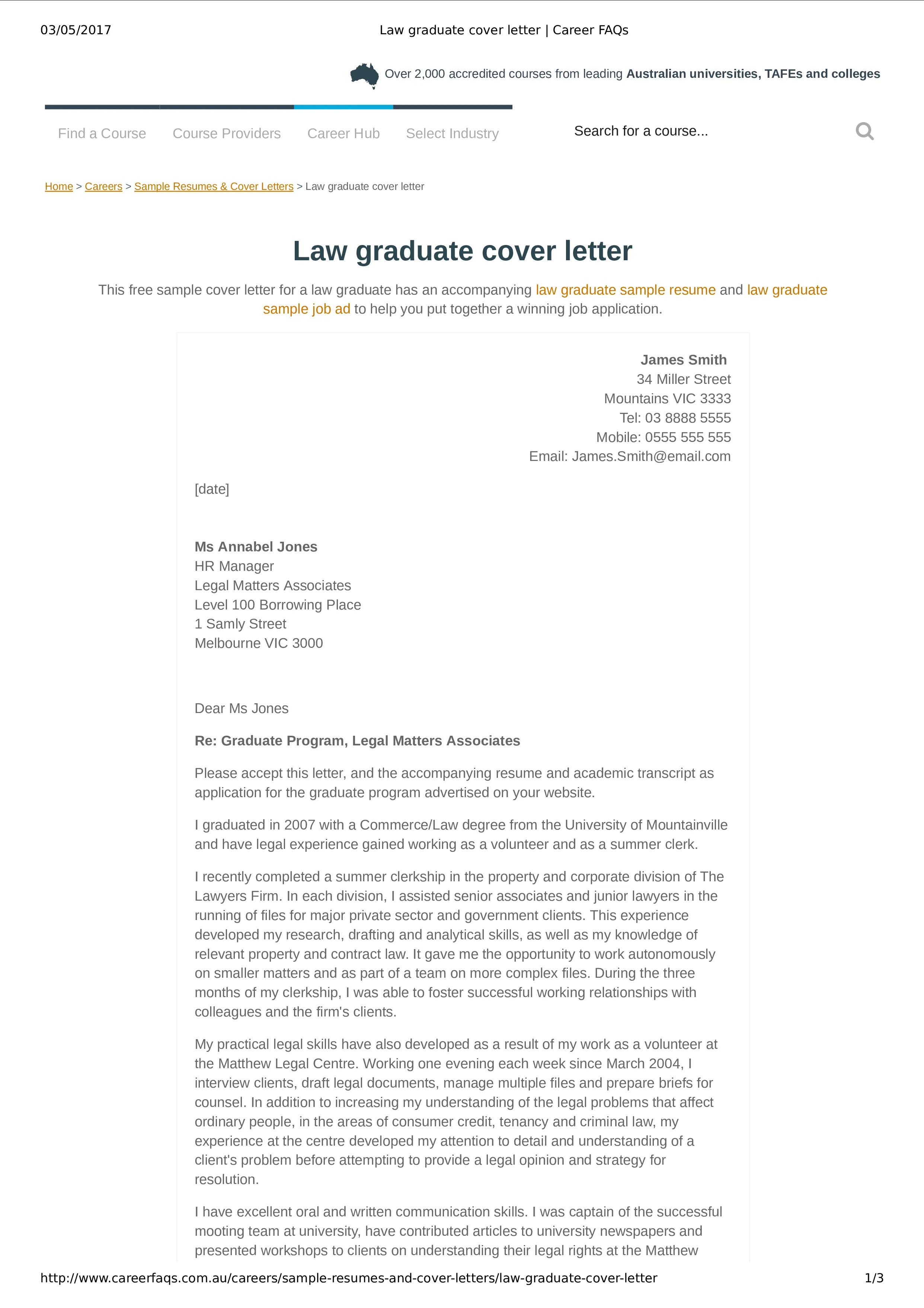 41794 law graduate cover letter example 2