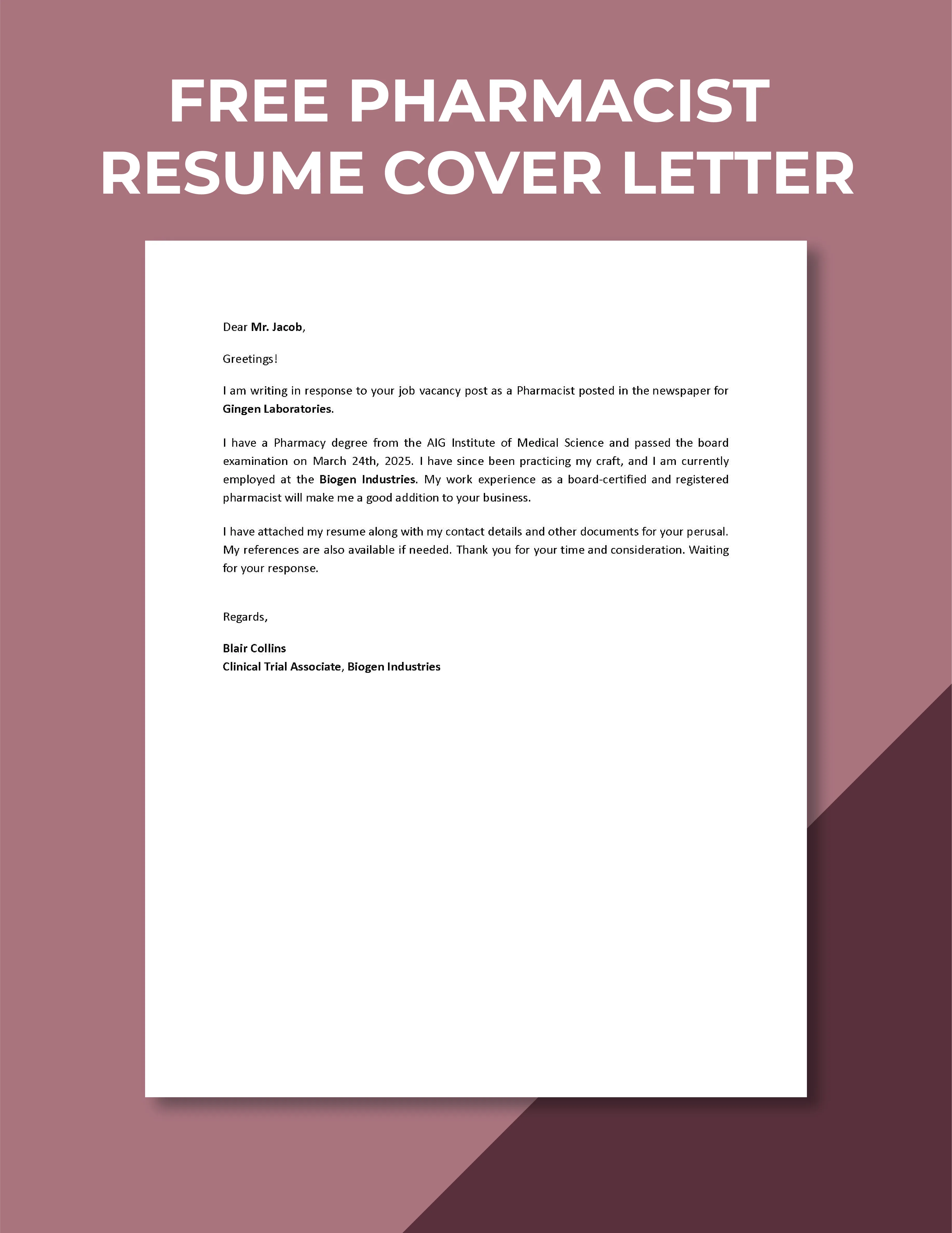 41802 pharmacist cover letter