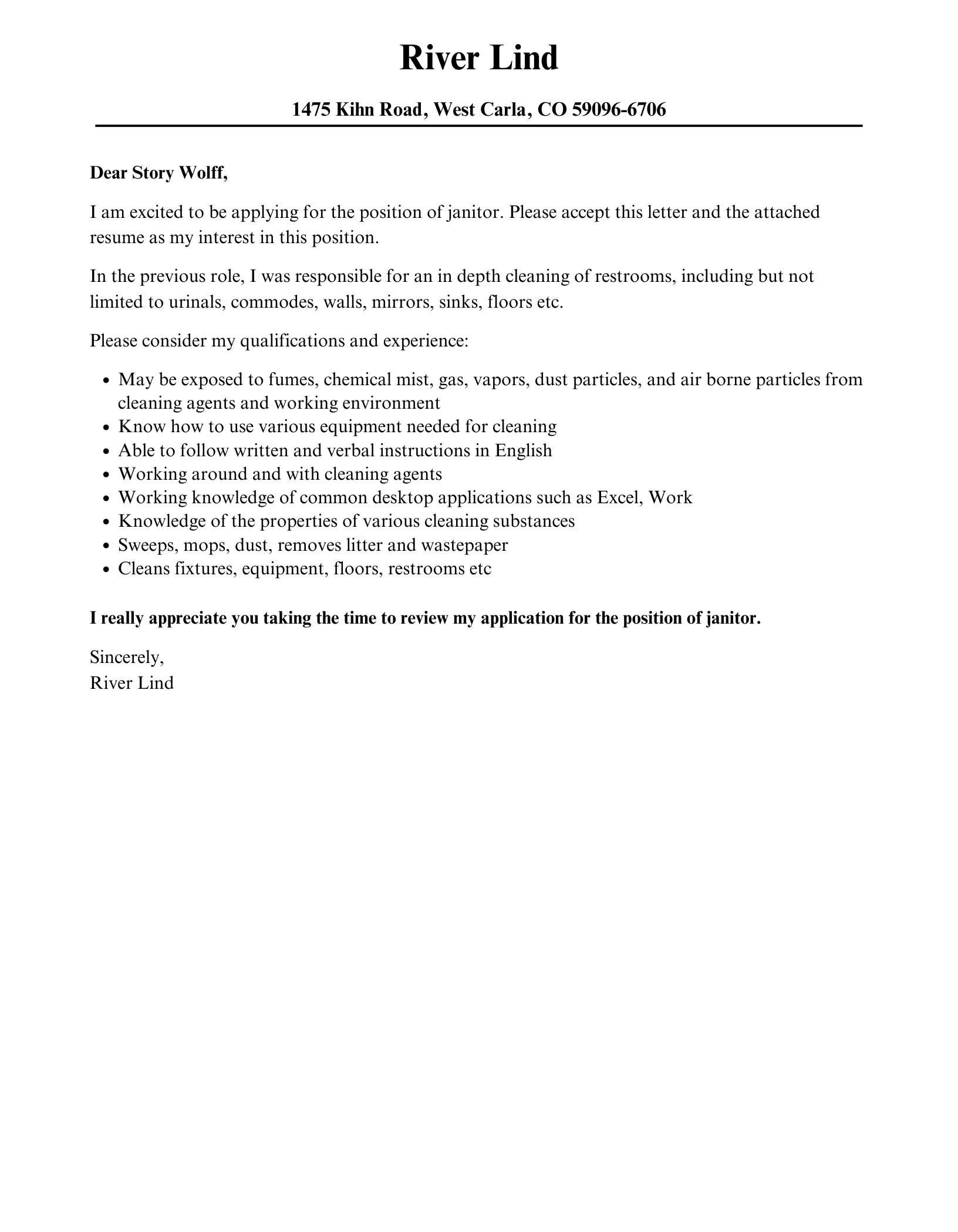 41807 janitor cover letter examples