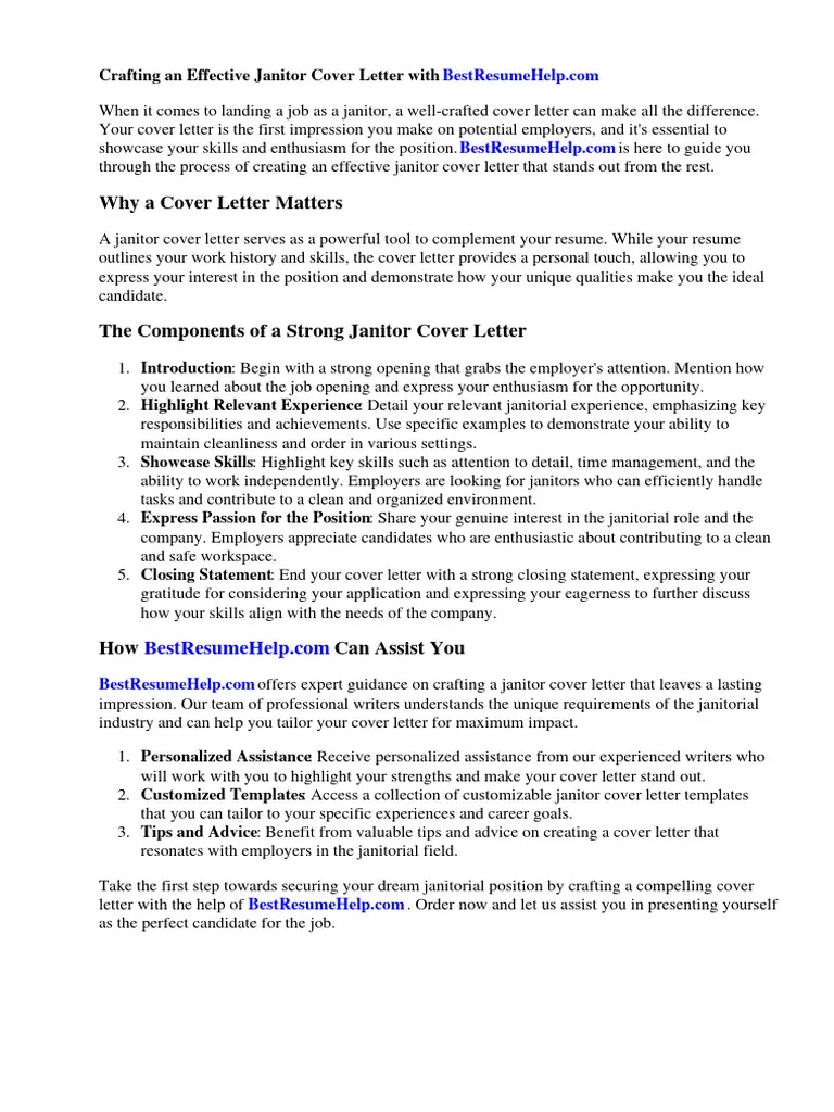 41807 janitor cover letter writing