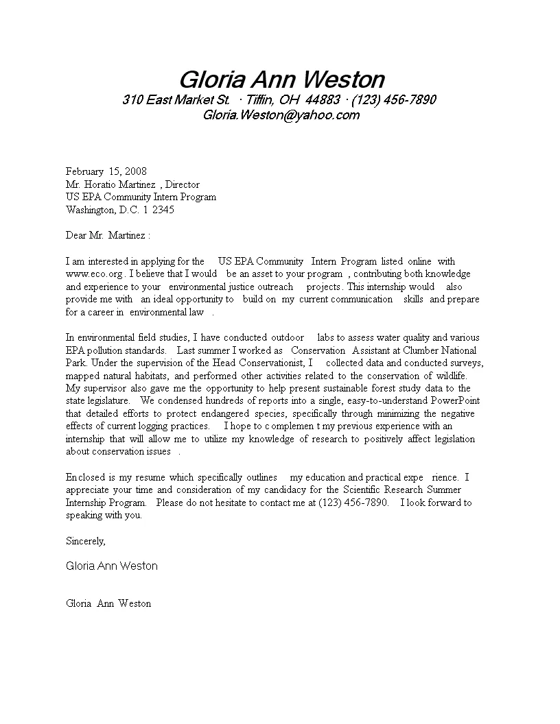 41819 internship cover letter example