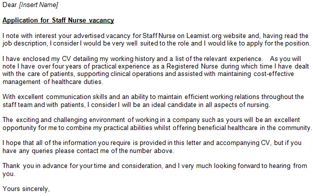 41825 nurse cover letter skills