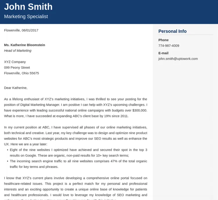 41827 customizing cover letter