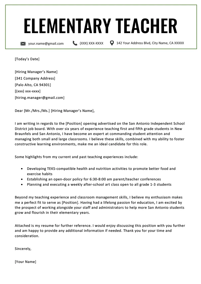 41835 teacher cover letter closing