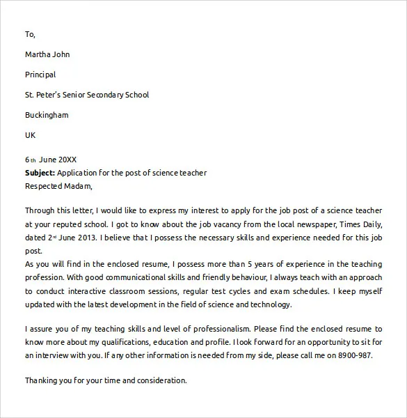 41835 teacher cover letter header