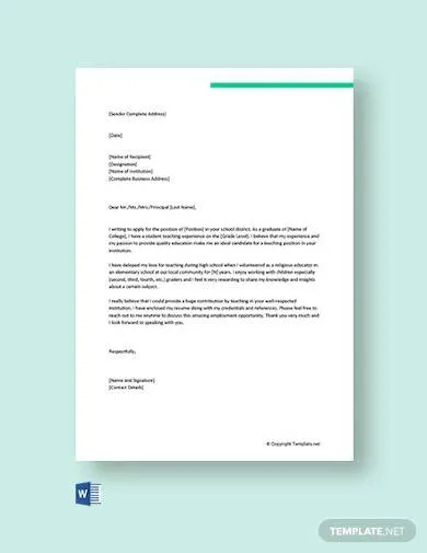 41835 teacher cover letter salutation