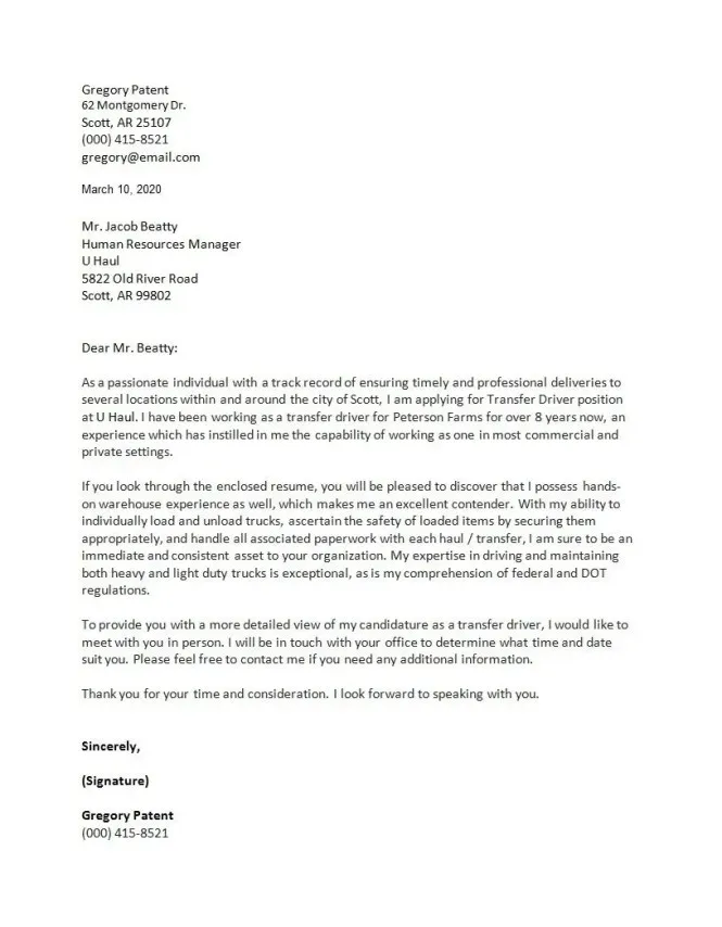41841 cover letter personality