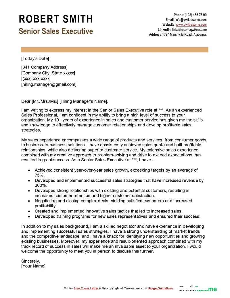 41848 sales executive cover letter compelling closing