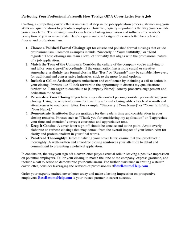 41854 cover letter sign off