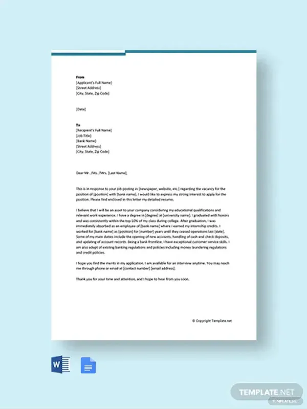 41858 bank manager cover letter