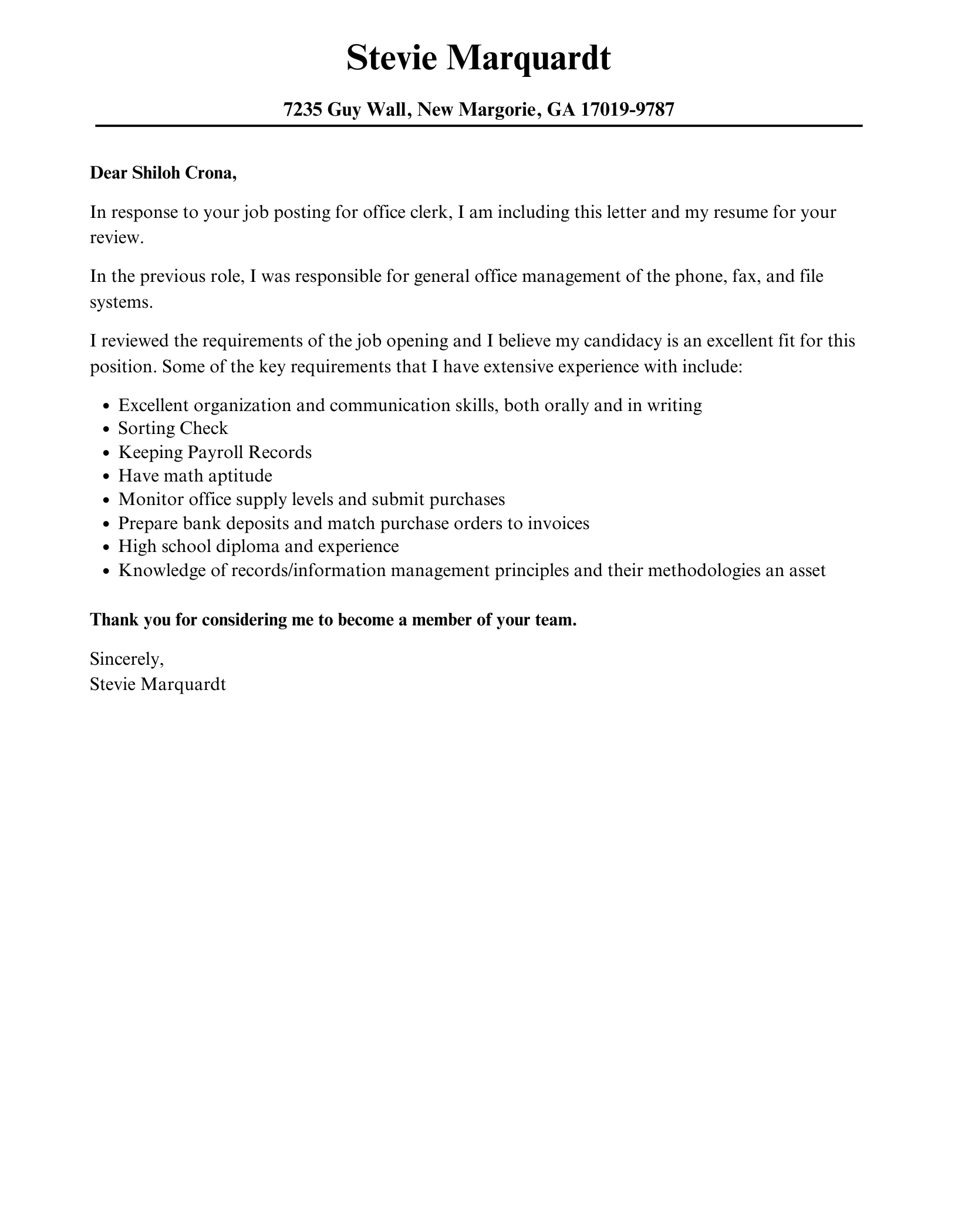 41859 clerical experience