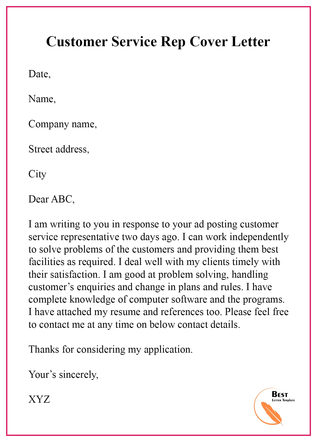 41865 customer care cover letter 2