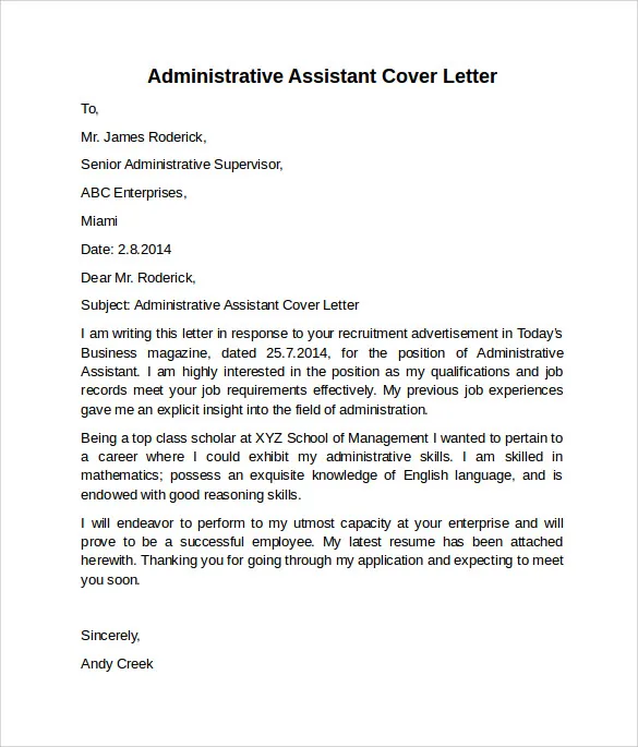 41873 cover letter elements