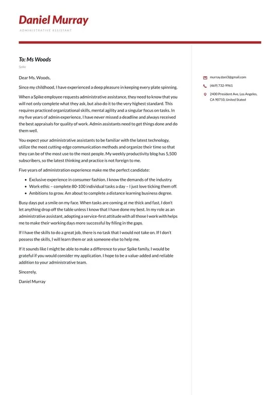 41873 formatting cover letter