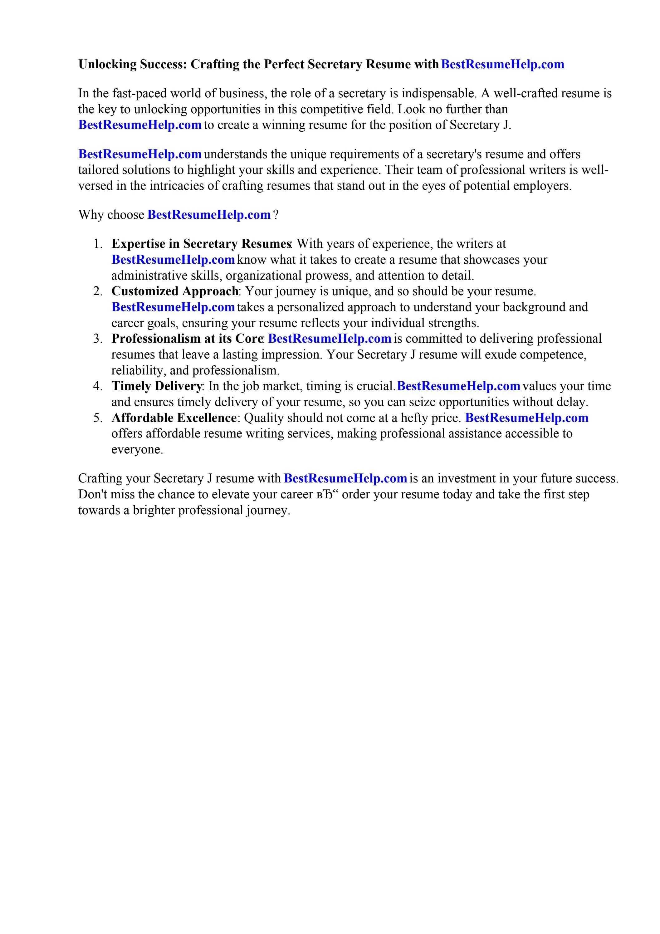 41883 secretary cover letter achievements