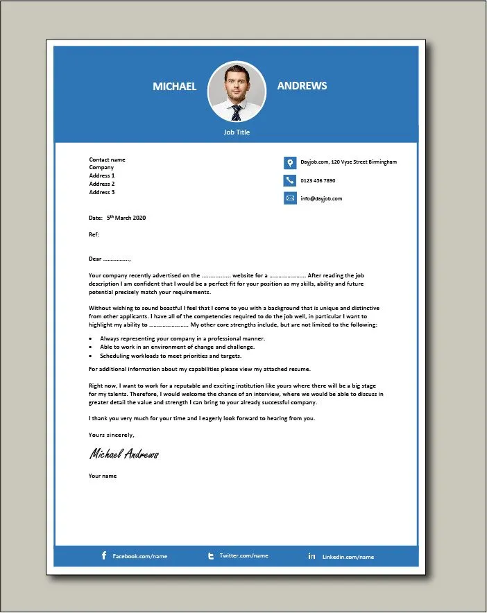 41884 job specific cover letter