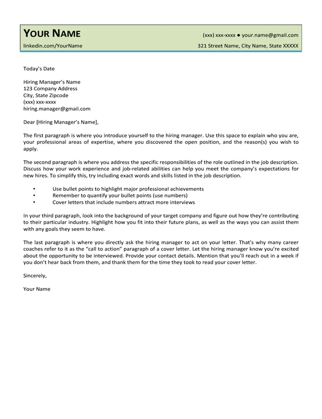 41884 skills and experience cover letter