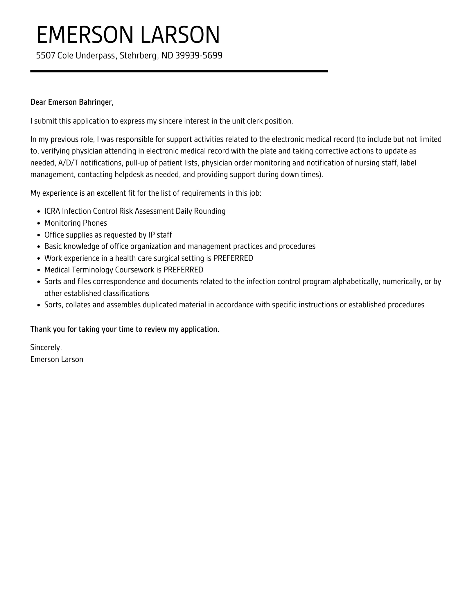 41889 unit clerk skills