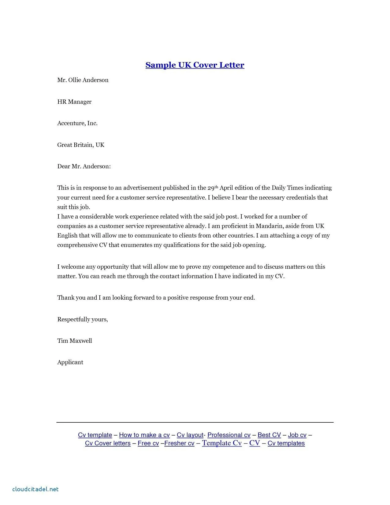 41898 uk cover letter template tailoring