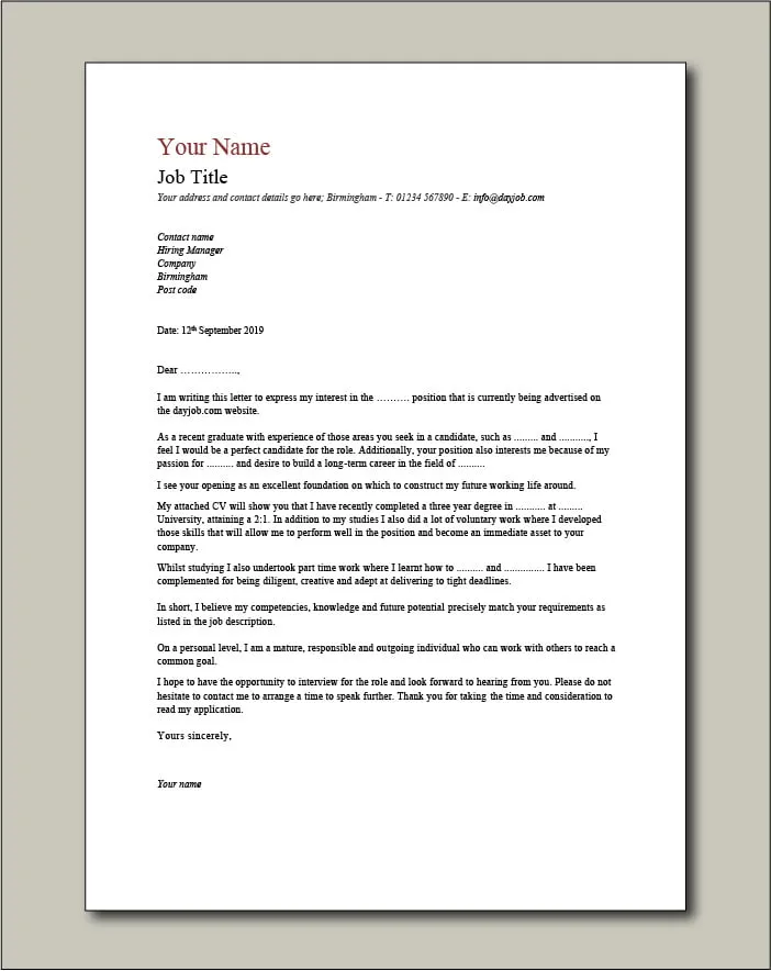 41904 achievements cover letter