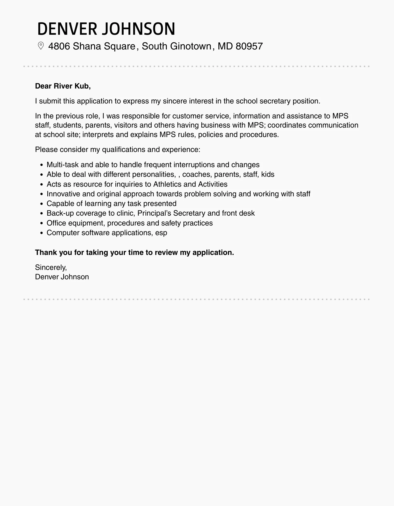 41916 proofreading cover letter