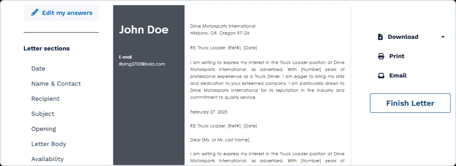 41921 cover letter structure