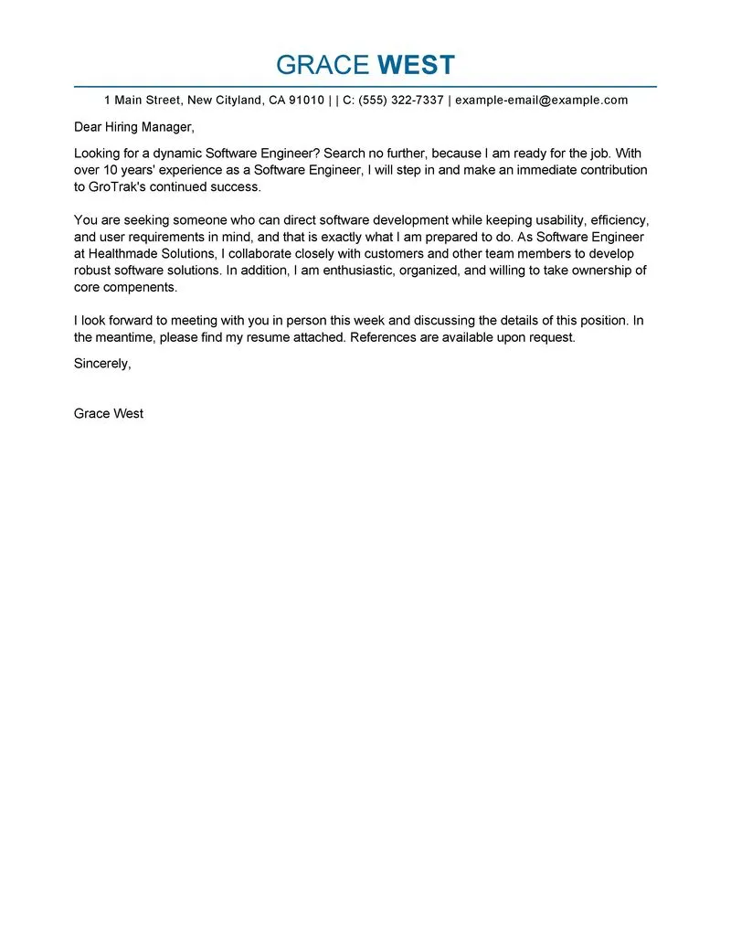 41927 software engineer cover letter