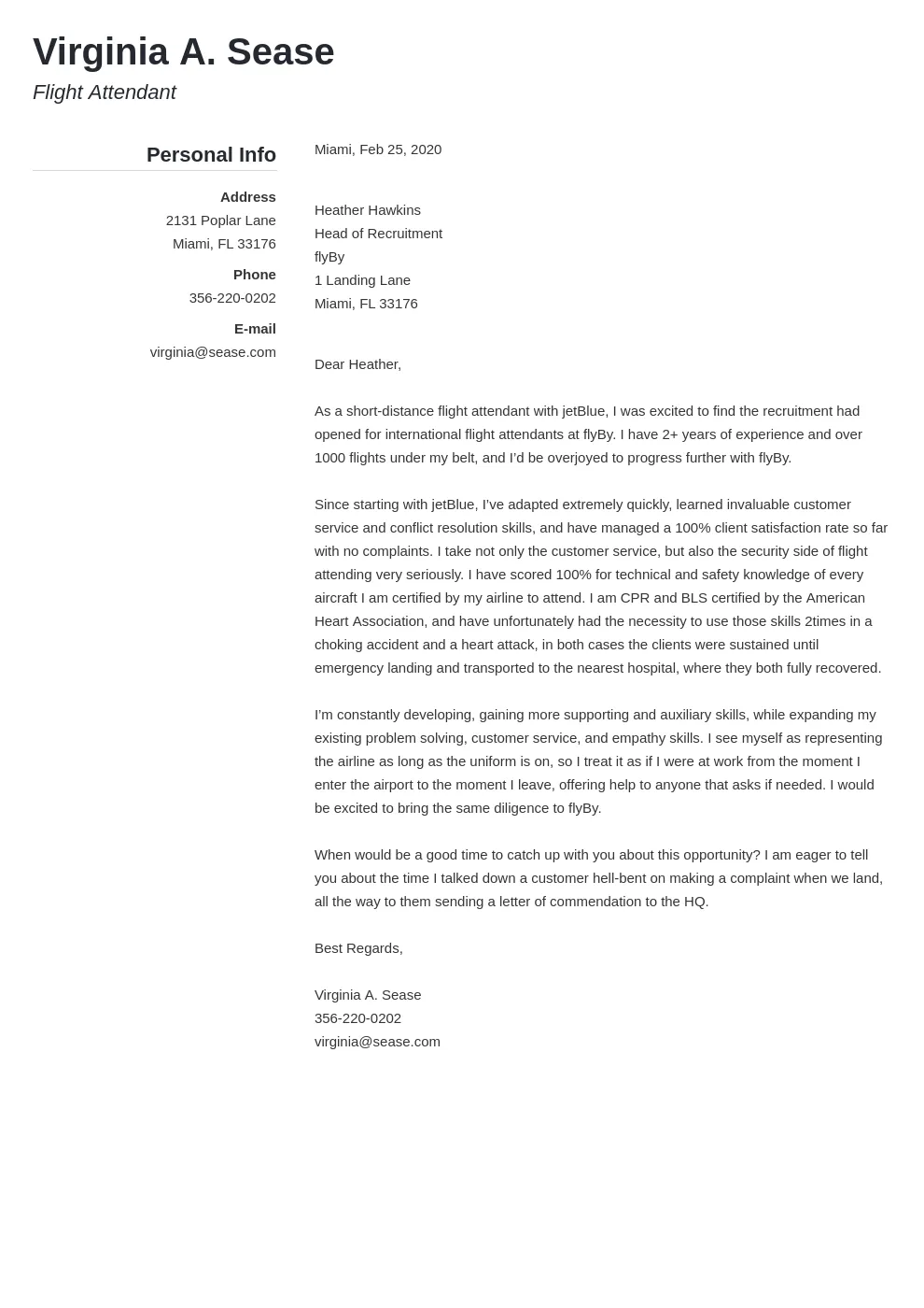 41933 flight attendant cover letter writing