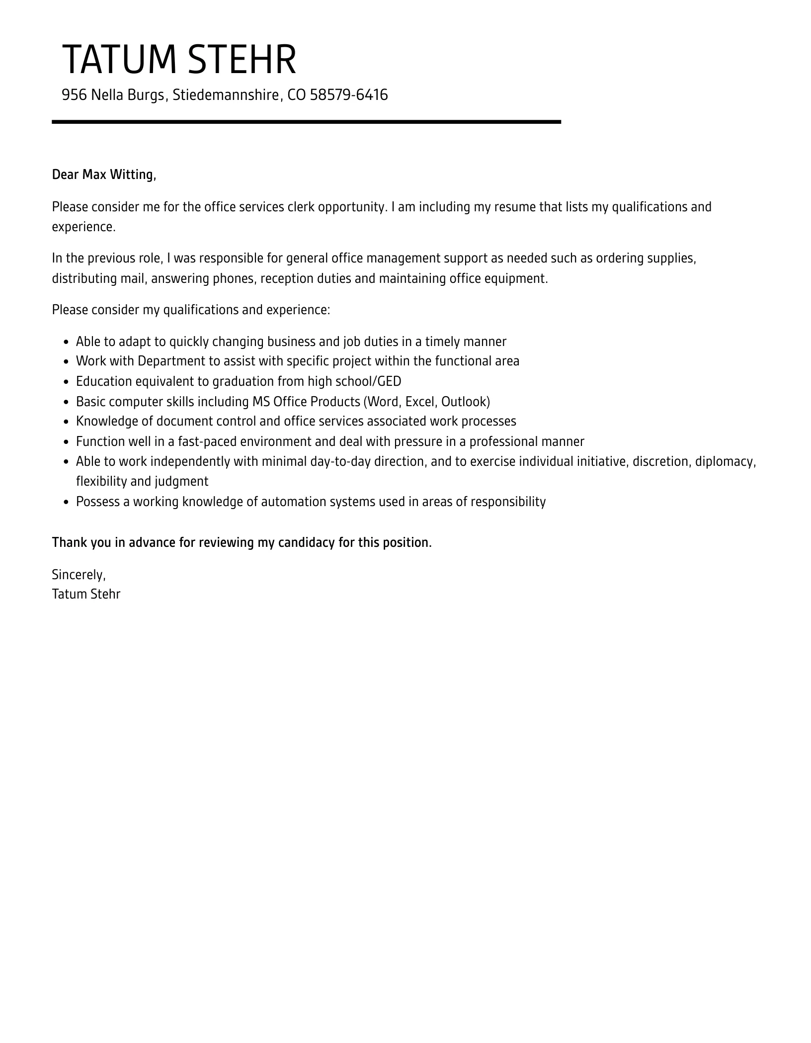 41946 office clerk template