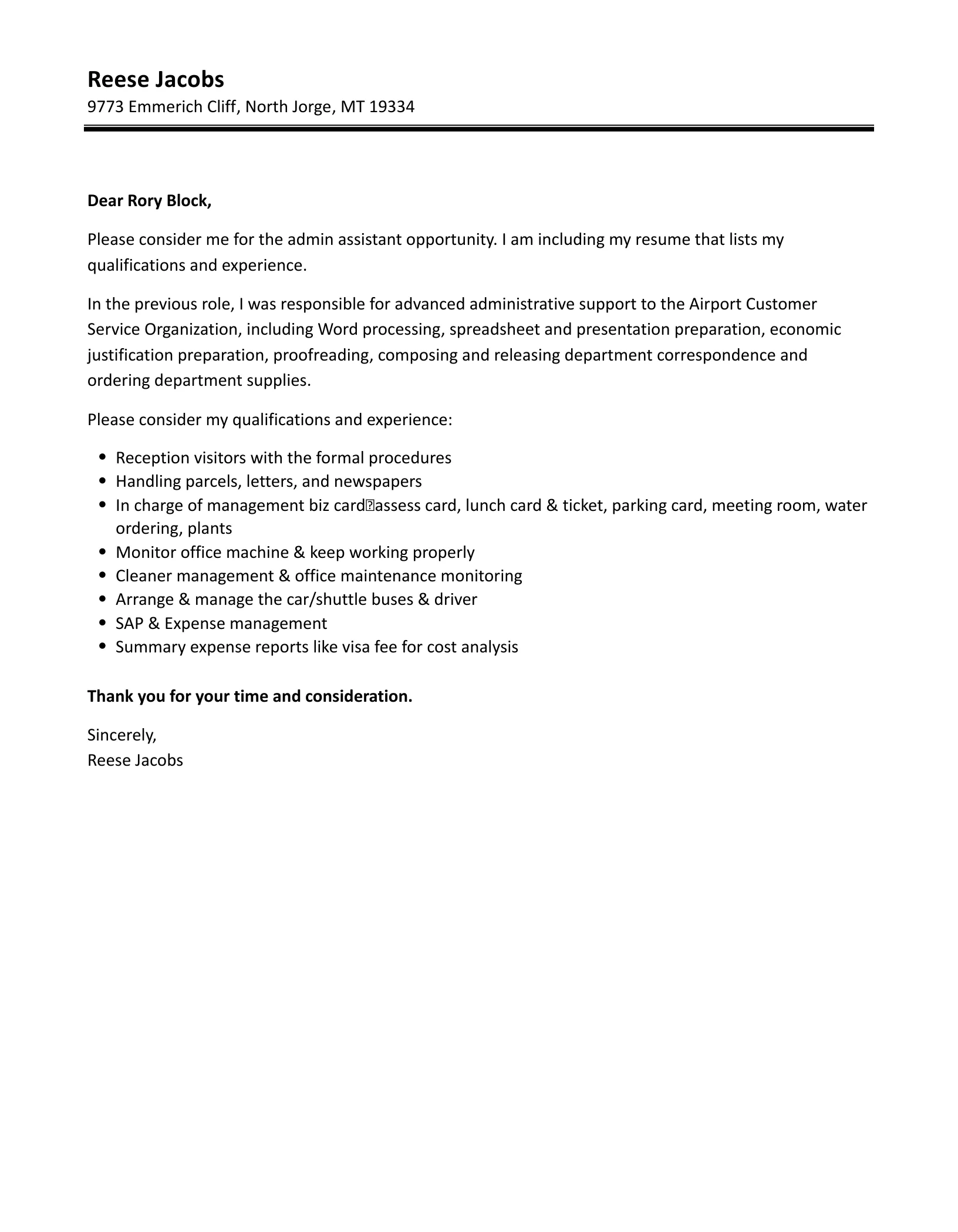 41949 admin job cover letter closing