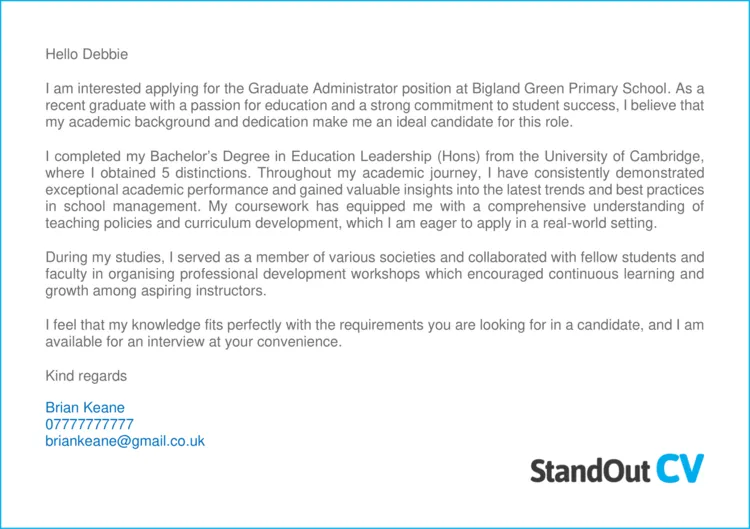 41949 admin job cover letter formatting tone