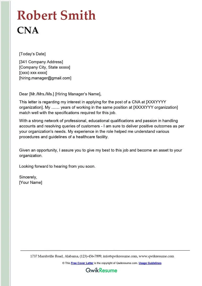 41955 cna cover letter tips