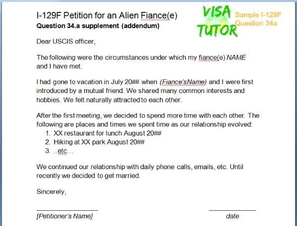 41958 k1 visa cover letter writing