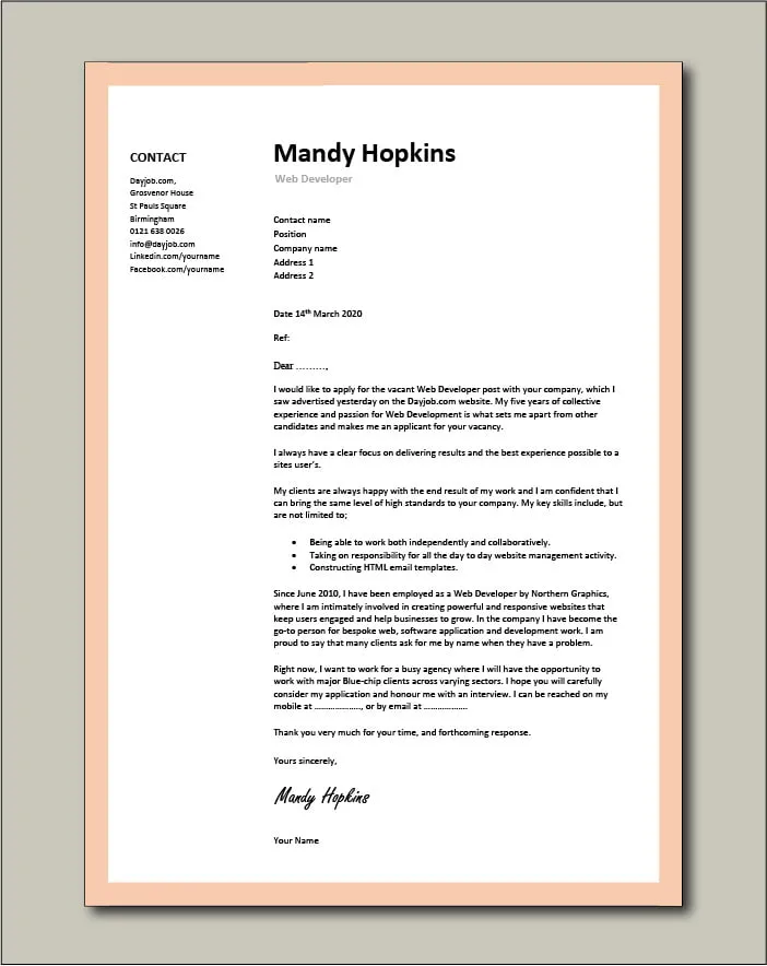 41961 cover letter skills