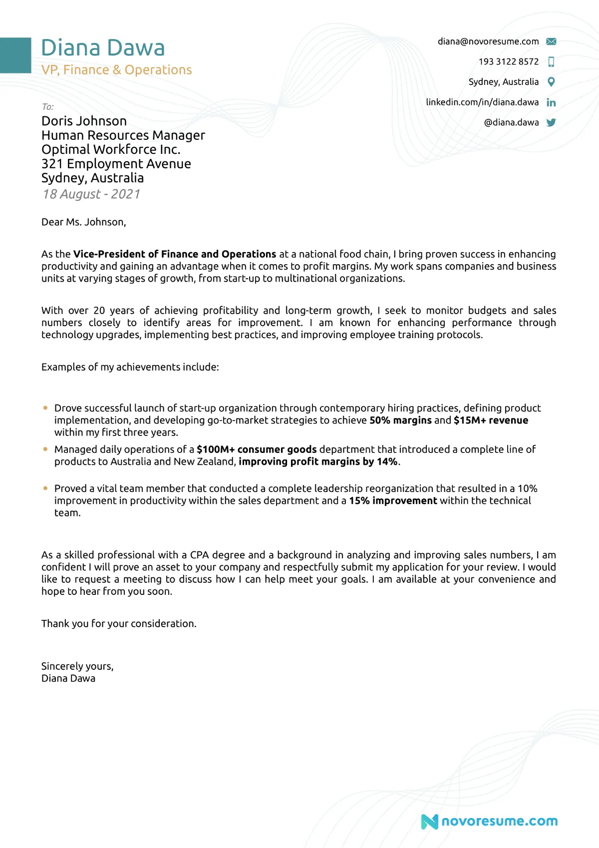 41967 cover letter formatting